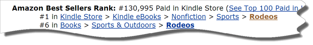 Snipped from an Amzaon Kindle page from Kindle Store showing the Amazon Sales Rank of a book.